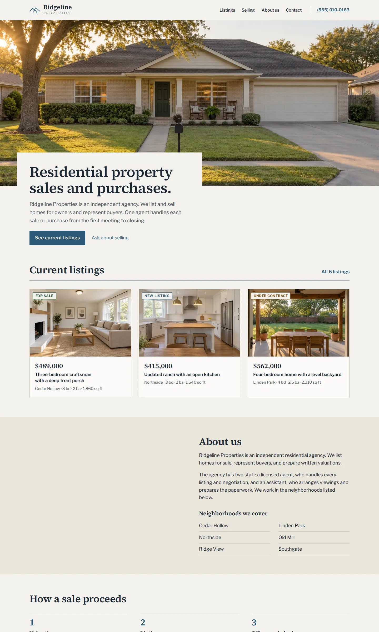 Concept example: the independent property agent website on a desktop screen